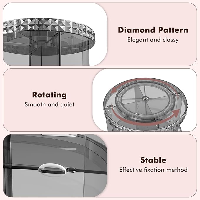 Rotating Makeup Organizer, 360° Spinning Skincare Organizers, Adjustable Layer Cosmetic Storage Lazy Susan Makeup Organizers 