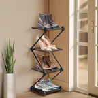 Vertical Shoe Rack 4 Tier Small Shoe Rack Shelf for Entryway Tall Narrow Shoe Organizer Metal Shoe Storage for Closet,Front D