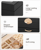 Enthralite Jewelry Box with 2 Drawers: Display Organizer for Earrings Necklaces - Gifts for Girls Women (Black)