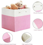 FinishingBo 13 x 13 Inch Fine Linen Storage Bins with Handles，Fabric Cube Boxs，Basket Organizers for Shelves for Home, Closet