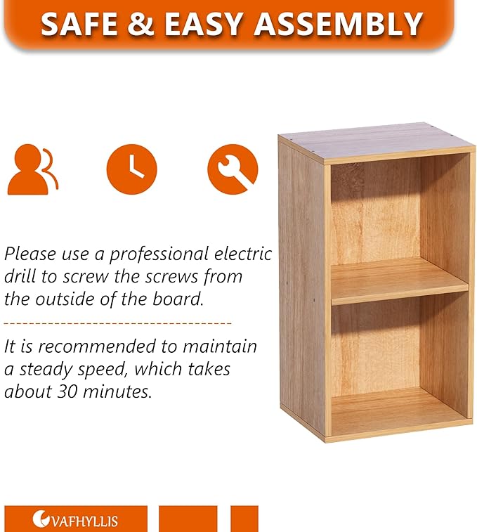 2 Cube Storage Organizer,Wooden 2-Tier Open Shelf Bookshelf,Versatile Storage Cubes for Living Room，Bedroom,Home Office, (Oak