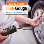 Tire Inflator Portable Air Compressor Air Pump for Car Tires (150 PSI) - Cordless Bike Pump with Tire Pressure Gauge and Motorcycle Tire Inflator with Auto-Shutoff Function
