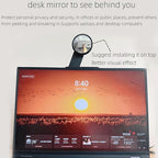 Premium Adjustable Computer Monitor Rear View Mirror，Desk Blindspot Office Cubicle to See Behind You，Stick-on Convex Mirror with Bracket for Personal Safety or Privacy Decor Accessories (Black)