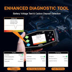 Enhanced OBD2 Scanner Diagnostic Tool - Check Engine Code Reader with Battery Tester, EVAP, Live Data, Mode 6/8, Professional