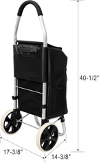 【LuckyNote】 Shopping Trolley with Wheels,Trolley Black Foldable Shopping Cart,Removable Shopping Oxford Waterproof Bag (Black)