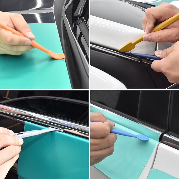 Zanch Car Wrapping Flexible Micro Squeegee/Curves Slot Tint Tool,Complete Tools for Automotive Vinyl Wrap Film Installation -