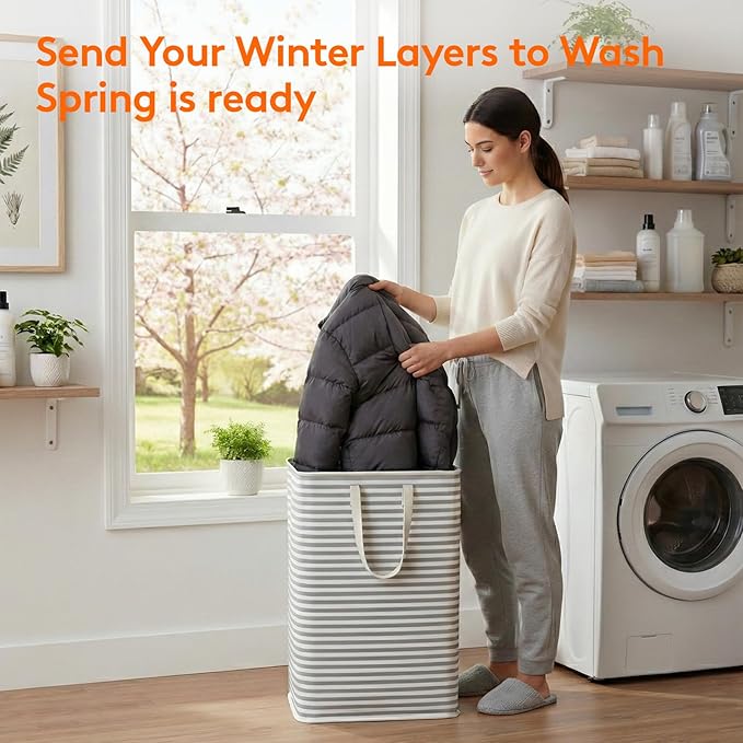 Lifewit 2 Pack Laundry Basket 80L Each, Collapsible Clothes Hamper with Reinforced Handles, Freestanding Waterproof Design fo