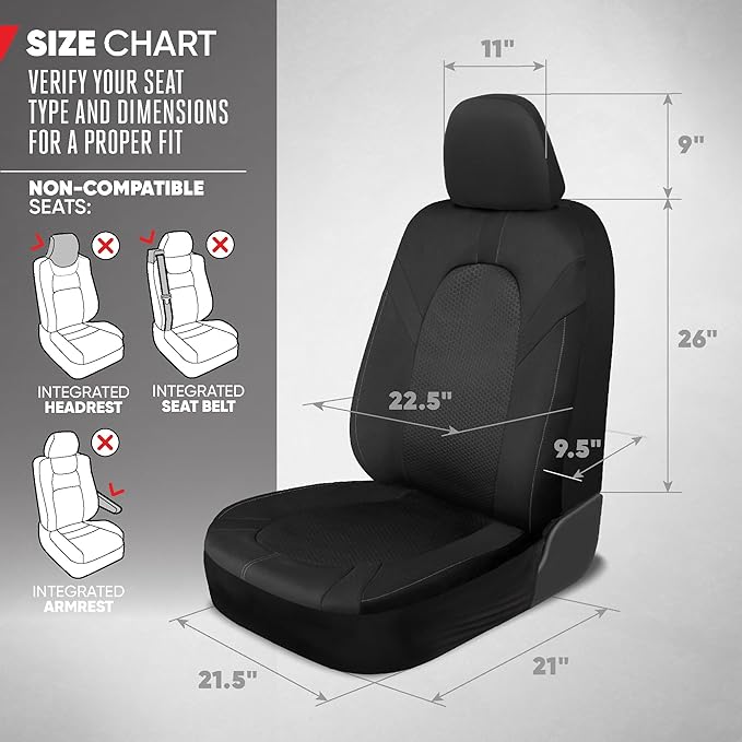 Motor Trend Honeycomb Polyester Seat Covers – Semi Universal Fit Front Seat Protector for Most Cars, Trucks, SUVs – Breathabl