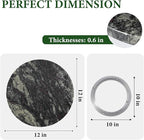 Koville 12'' Black Marble Lazy Susan for Dinning, Marble Turntable for Kitchen Counter, Lazy Susans Organizer for Cabinet, Se