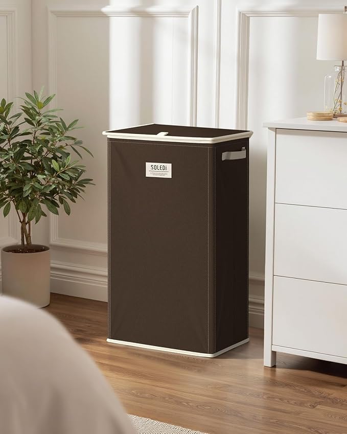 SOLEDI Laundry Hamper with Lid 100L Large & Tall Collapsible Laundry Basket, Clothes Hamper with Bag Removable Easy to Carry,