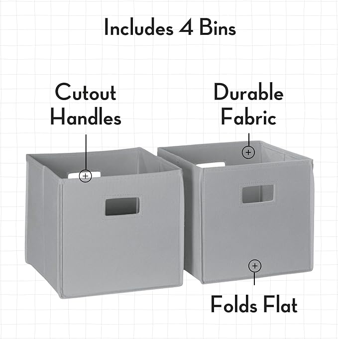 RiverRidge Folding Storage Bins with Handles Gray Cube Storage Organizer for Closet, Bedroom & Playroom - Closet Organizers a