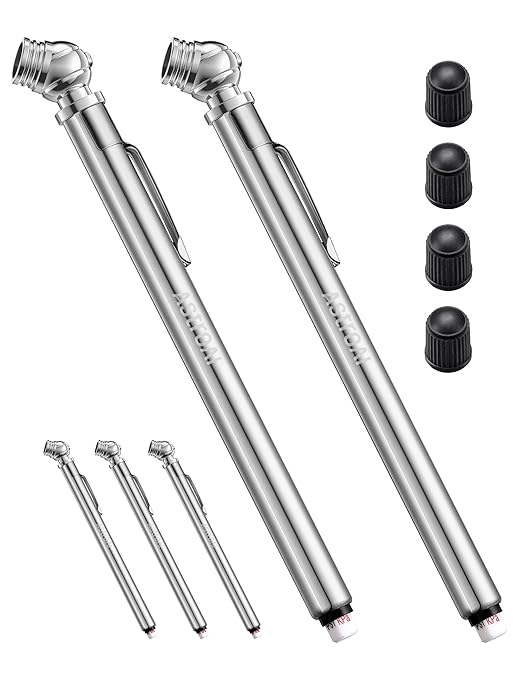AstroAI Pencil Tire Pressure Gauge 5 Pack 10-75PSI, Calibrated to ANSI B40.1 Grade B (2%), Stainless Steel Body, Metal Made Nozzle 3 Measurements for Cars, Bikes, Vehicles