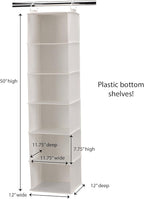 Household Essentials 311312 Hanging Closet Organizer | 6-Shelves | Natural Canvas