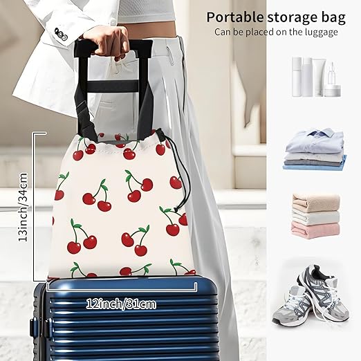 Car Trash Bag Large Hanging Can for Back of Seat, Cute Waterproof Car Garbage Bag for Vehicle, Travelling, Outdoor Cute Red Cherry