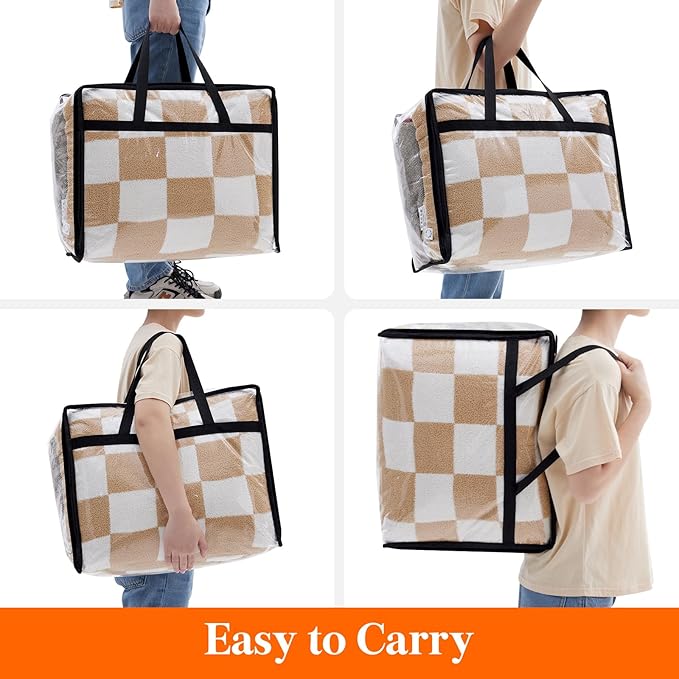 Lifewit Clear Clothes Storage Bags 4 Pack 40L and 4 Pack 90L, Plastic Blanket Storage Bags, Vinyl Foldable Moving Bags with Z