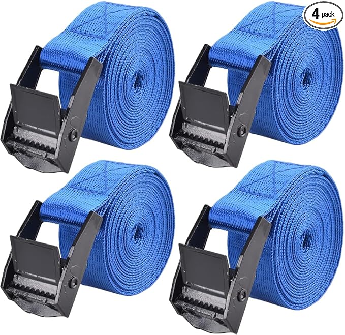Tie Down Straps with Adjustable Buckles, 4pcs 39"x1" Heavy Duty Cam Buckle Lashing Straps for Cargo, Trucks, Luggage, Trailer, Motorcycle (Dark Blue)