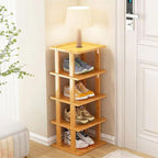 Bamboo Shoe Rack 5Tier- Vertical Shoe Rack for Small Spaces, Tall Narrow Shoe Rack Organizer for Closet Entryway Corner Garag