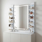 7 Tier Wall Shelf Unit with Light-Small Floating Shelves for Home Decor, Modern Unique Asymmetric Design for Bedroom & Living