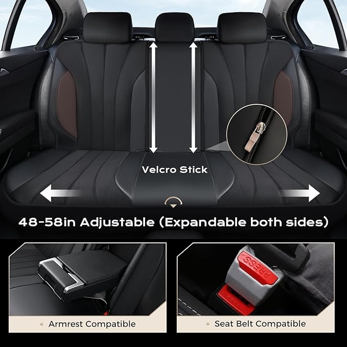 Coverado Seat Covers 5 Seats, Luxury Car Seat Covers Full Set, Automotive Car Protectors, Coffee Auto Seat Covers, Car Access