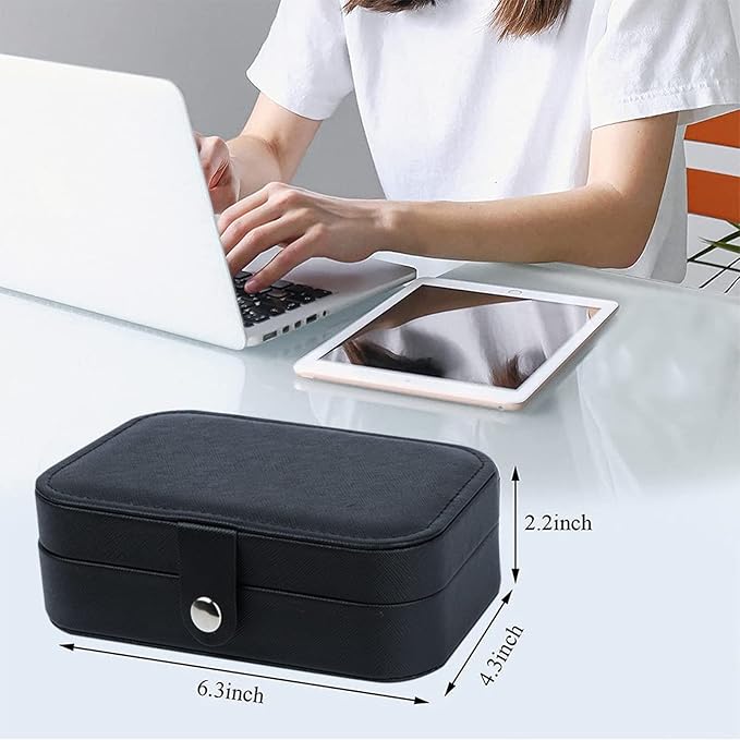 Hatori Travel Jewelry Box, PU Leather Small Jewelry Organizer for Women Girls, Portable Mini Travel Case Display Storage Hold