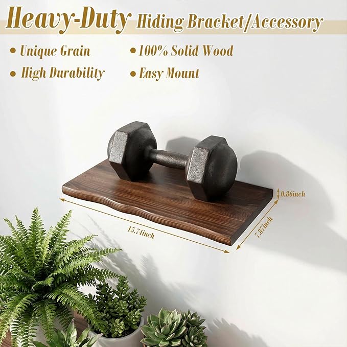 Pinkunn 4 Pcs Floating Shelves for Wall Rustic Wooden Floating Shelf Wooden Shelves for Bathroom Living Room Bedroom Kitchen 
