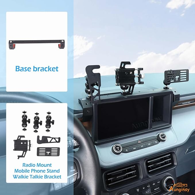 Aunginsy Dashboard Phone Holder Compatible with Ford Maverick 2022 2023 2024, Car 8-inch Navigation Screen Upper Panel Fixed Clip with Mobile Phone Stand/Walkie Talkie Bracket/Radio Mount Accessories
