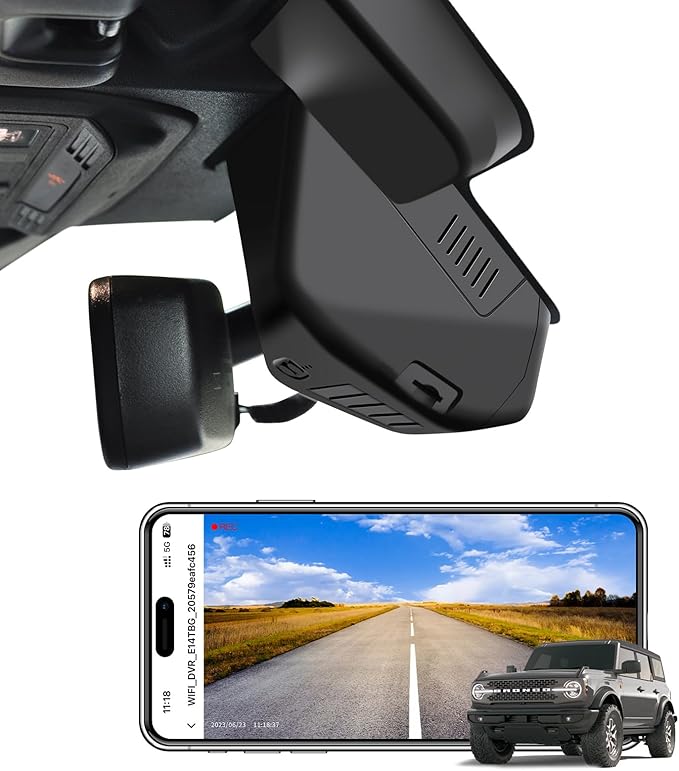 4K Dash Cam Fit for Ford Bronco 2025 2026(Model B), Does Not Fit Ford Bronco Sport, WiFi & App, 64GB Card