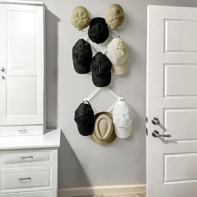 SKOLOO Hat Rack for Wall with 14 Hooks, Solid Wooden, Modern, Expandable Coat Rack Wall Mount for Coats, Hats, Bags, Baseball
