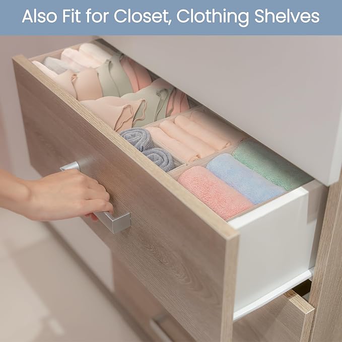 Criusia Drawer Organizer Clothes, 24 Pack Underwear Drawer Organizers, Foldable Closet Organizers and Storage Dresser Drawer 