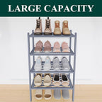 Smiry Small Bamboo Shoe Rack 4-Tier, Stackable Wooden Shoe Organizer for Entryway & Closet, Free Standing Wood Shoe Storage S