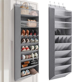 Mefirt 16-20 Pairs Over the Door Shoe Organizer, Clear Pockets Shoe Rack for Closet Door, Hanging Shoe Rack for Boots, Behind