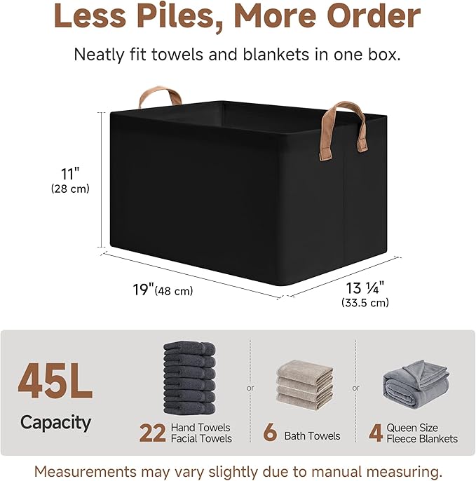 StorageWorks Storage Bins, Fabric Storage Bins for Shelves, Extra Large Storage Baskets with Metal Frame, Closet Baskets and 