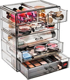 Sorbus Acrylic Makeup Organizer Set, 6-Drawer Vanity & Countertop Cosmetic Storage with Small & Wide Drawers, Black Jewel Mak
