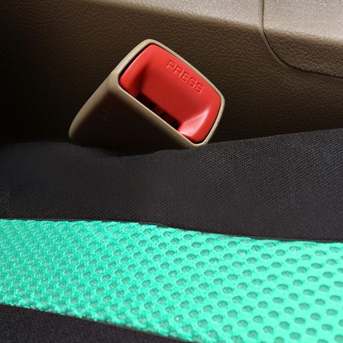 Flying Banner Car Seat Covers 2 Front Seats Mesh Fabric Splicing Polyester Cover Black with Green Color
