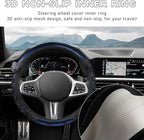 Yourkar Car Steering Wheel Cover, 15 Inch Leather Round Comfy Grip Steering Wheel Protector, Anti-Slip Steering Wheel Cover w