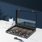 Coward 20 Hooks Necklace Organizer Jewelry Box, Dustproof Necklace Display Holder Case, Black Velvet Necklace Display Tray Ca
