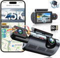 3 Channel Dash Cam with WiFi & GPS, Front and Rear/Inside, Voice Control 4K/2.5K+1080P+1080P Triple Dash Camera for Cars, 3" 
