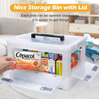 Gifhomfix Extra Large Medicine Storage Box with Handles, First Aid Box Clear Medical Supply Organizer with Removable Tray, Mu