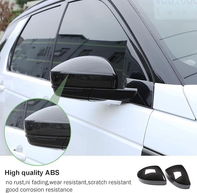 ABS Rearview Mirror Cover Side Mirror Protector Exterior Decoration for Land Rover Evoque 2016-2019,For Land Rover Discovery Sport 2015-2019,For Jaguar F-Pace X761 (Carbon fiber style)