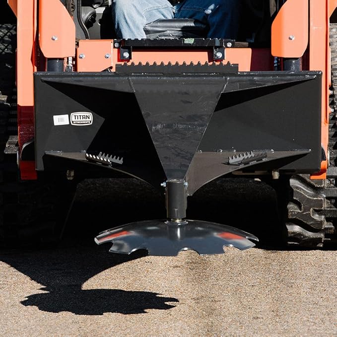 Titan Attachments Skid Steer Ice Scraper with Down Pressure, Pivoting Center Point, and Replaceable Notched Disc - Move Forward, Backward, and Side to Side for Efficient Snow and Material Removal