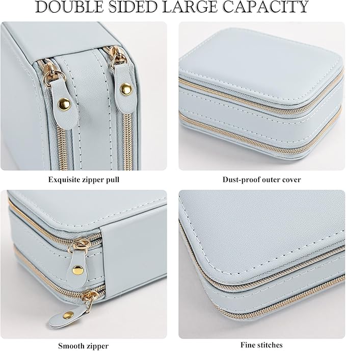 Greenfeather Jewelry Travel Case, PU Leather Travel Jewelry Organizer Box,Small Portable Jewellery Storage Holder for Women R