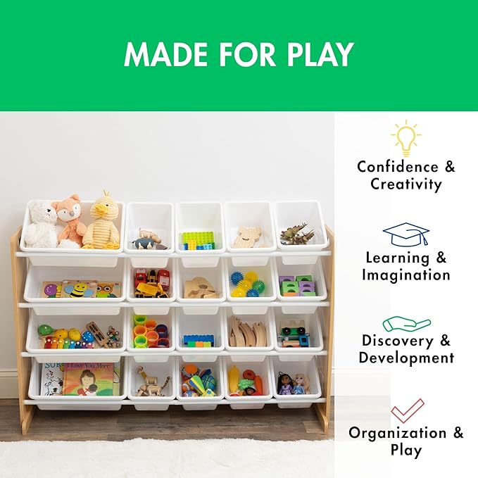 Humble Crew Toy Storage Organizer with 20 Removable Storage Bins for Kids Playroom, 4-Tier Toddler Toy Organization and Stora
