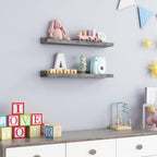 24 Inches Floating Shelves for Wall, Solid Pine Wood Picture Ledge Shelves, Wall Shelves with Lips, Nursery Book Shelves for 