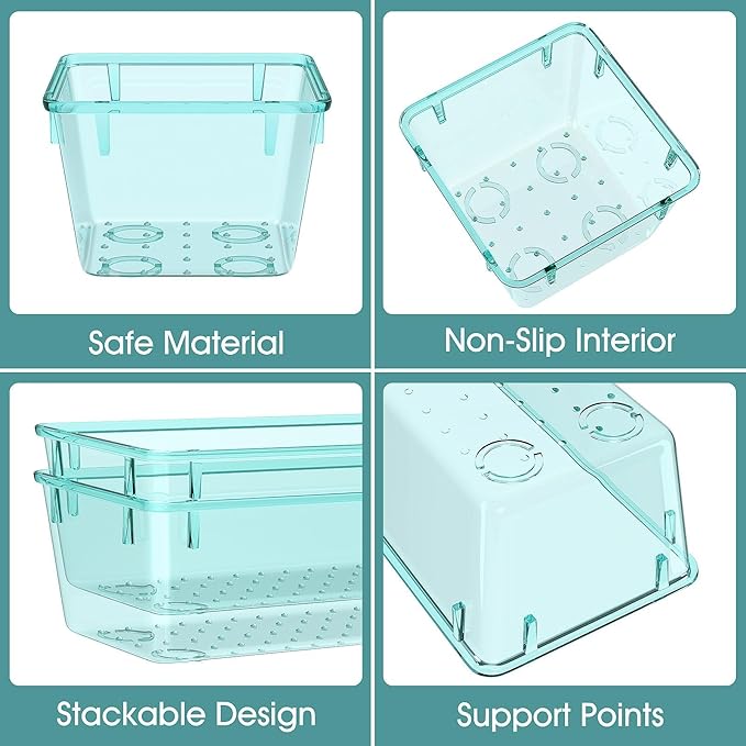 WOWBOX 25 PCS Plastic Drawer Organizer Set, 4 Sizes Desk Drawer Divider Organizers and Storage Bins for Makeup, Jewelry, Gadg