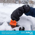 BIRDROCK Home 2 Pack Ice Scraper and Breaker Combo for Car Windshield & Windows | Water Resistant & Large Padded Glove | Wide 4" Blade | Non-Scratch | Tough ABS Plastic