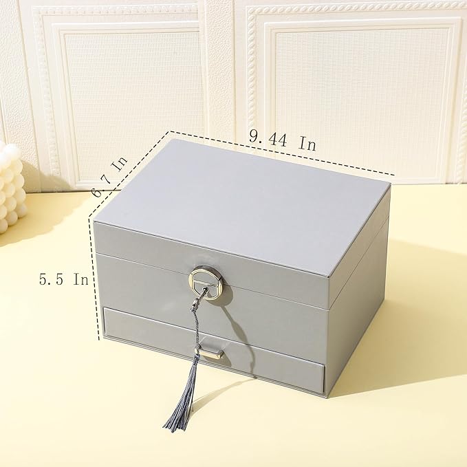 BOOVO Earring Jewelry Box For Women Girl Stud Organizer, 5 Layers Girl Jewelry Organizer Box With Lock Earring Holder Organiz