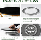 Koville Black Marble Lazy Susan for Kitchen Counter, 16'' Marble Turntable for Dinning, Lazy Susan Organizer for Cabinet, Ser
