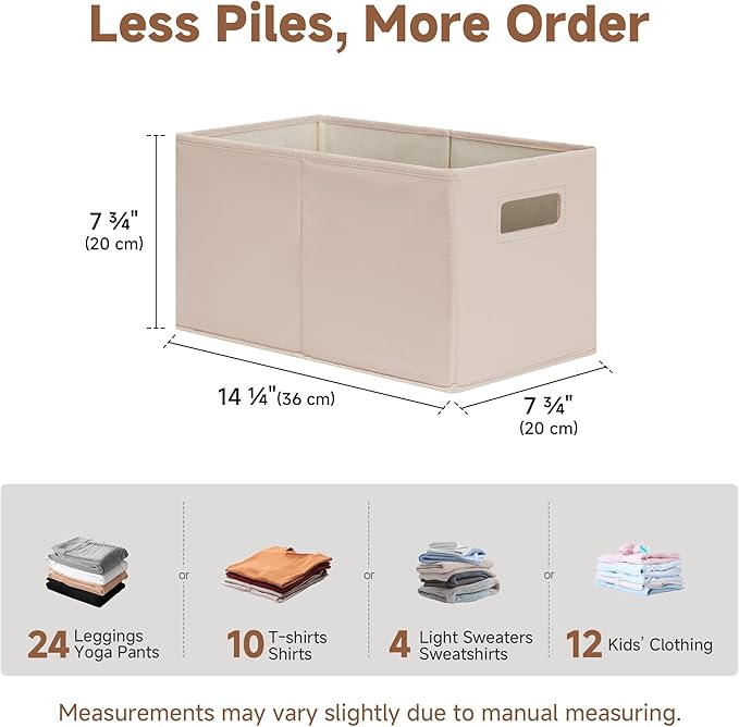 StorageWorks Fabric Storage Bins for Shelves, Closet Organizers and Storage Baskets, Collapsible Storage Bins with Cutout Han