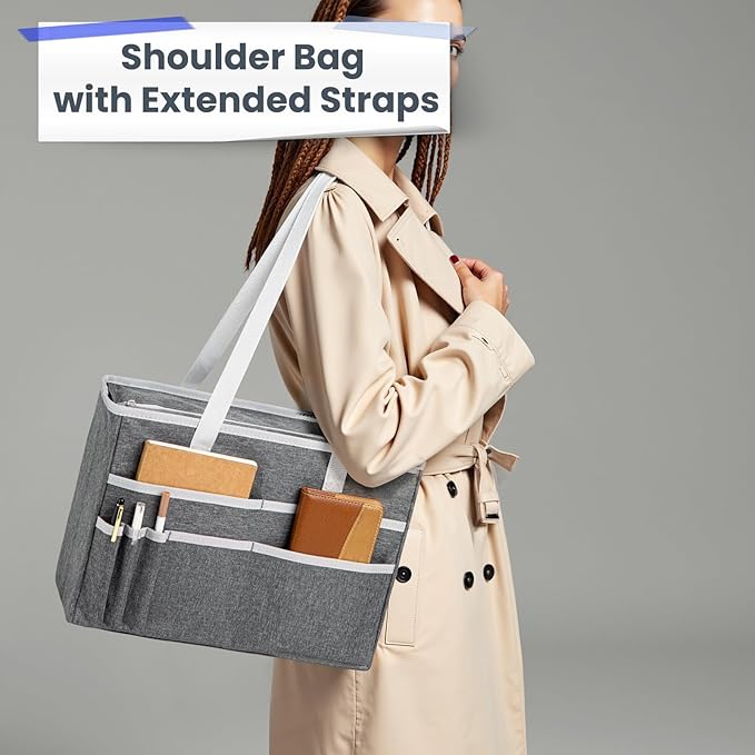 File Organizer Box, Portable Tote Bag Hanging Filing Box Desktop File Folder Document Storage Organizer with Pockets and Hand