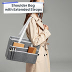 File Organizer Box, Portable Tote Bag Hanging Filing Box Desktop File Folder Document Storage Organizer with Pockets and Hand